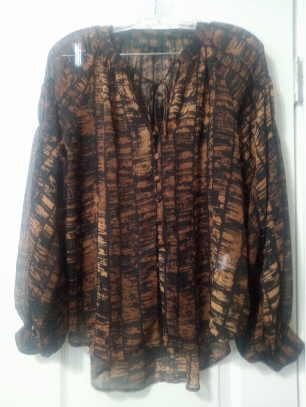Brown & Black Sheer Blouse | Comfy | Perfect for fall evenings GUC